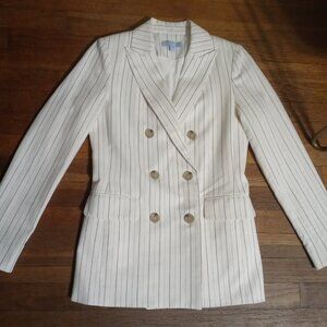 ANTONIO MELANI Dillard linen blend double breasted blazer in stripe (sz2)